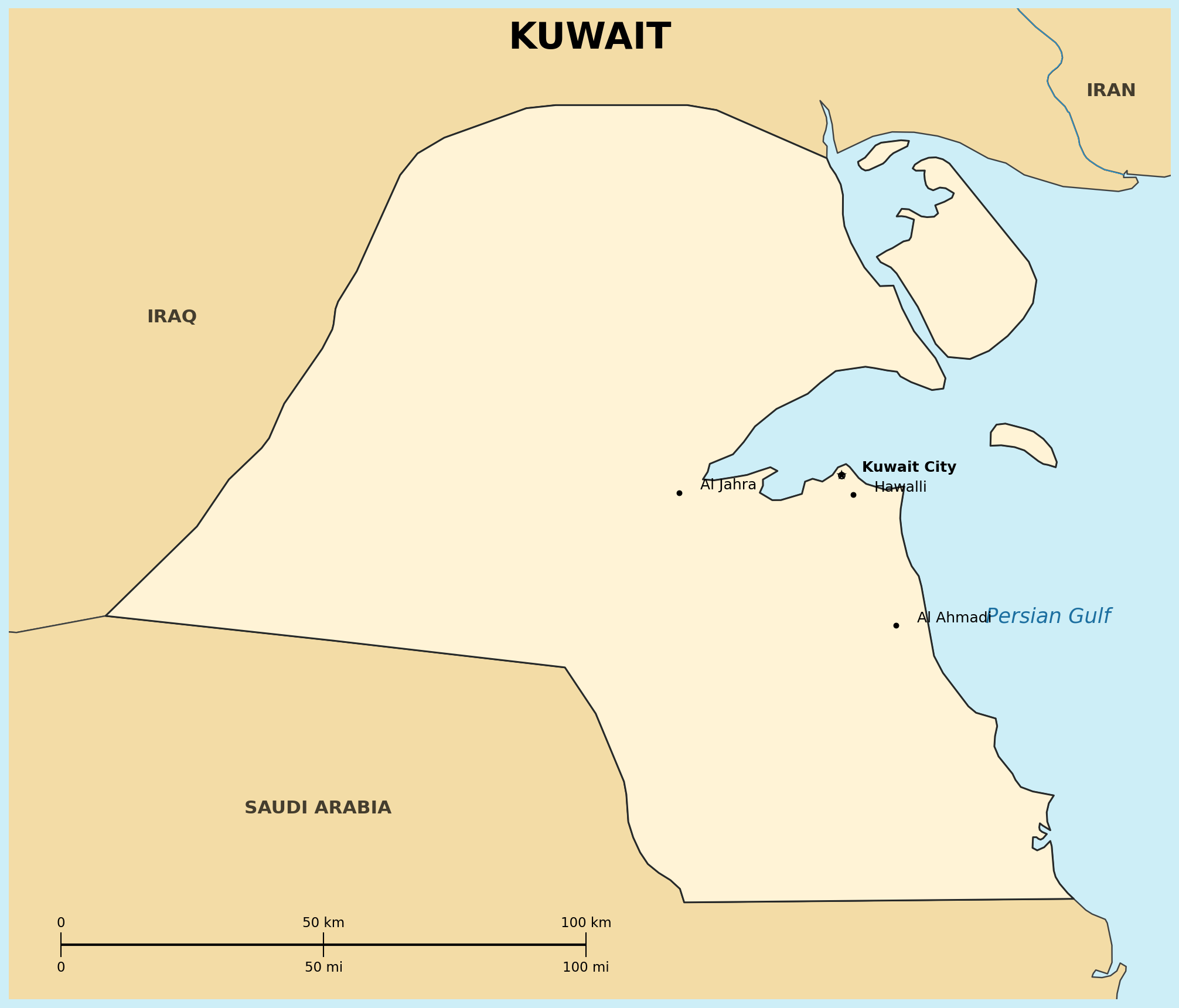 Map of Kuwait