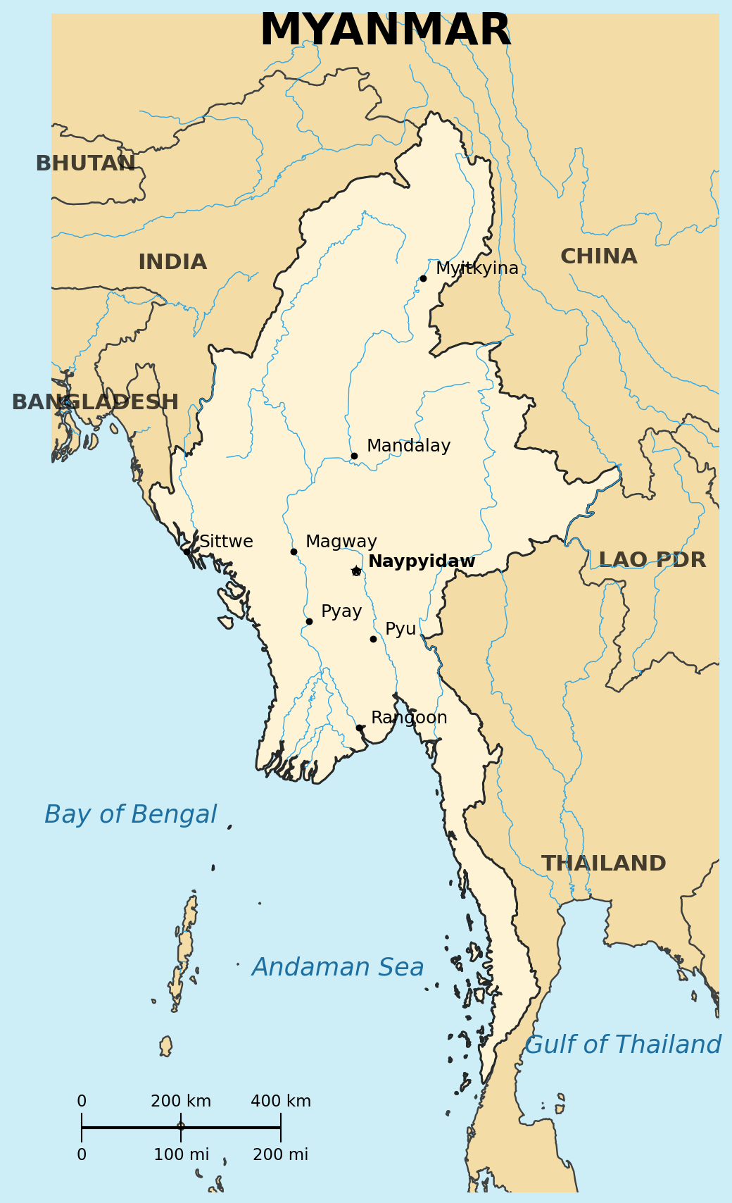 Map of Myanmar (Burma)