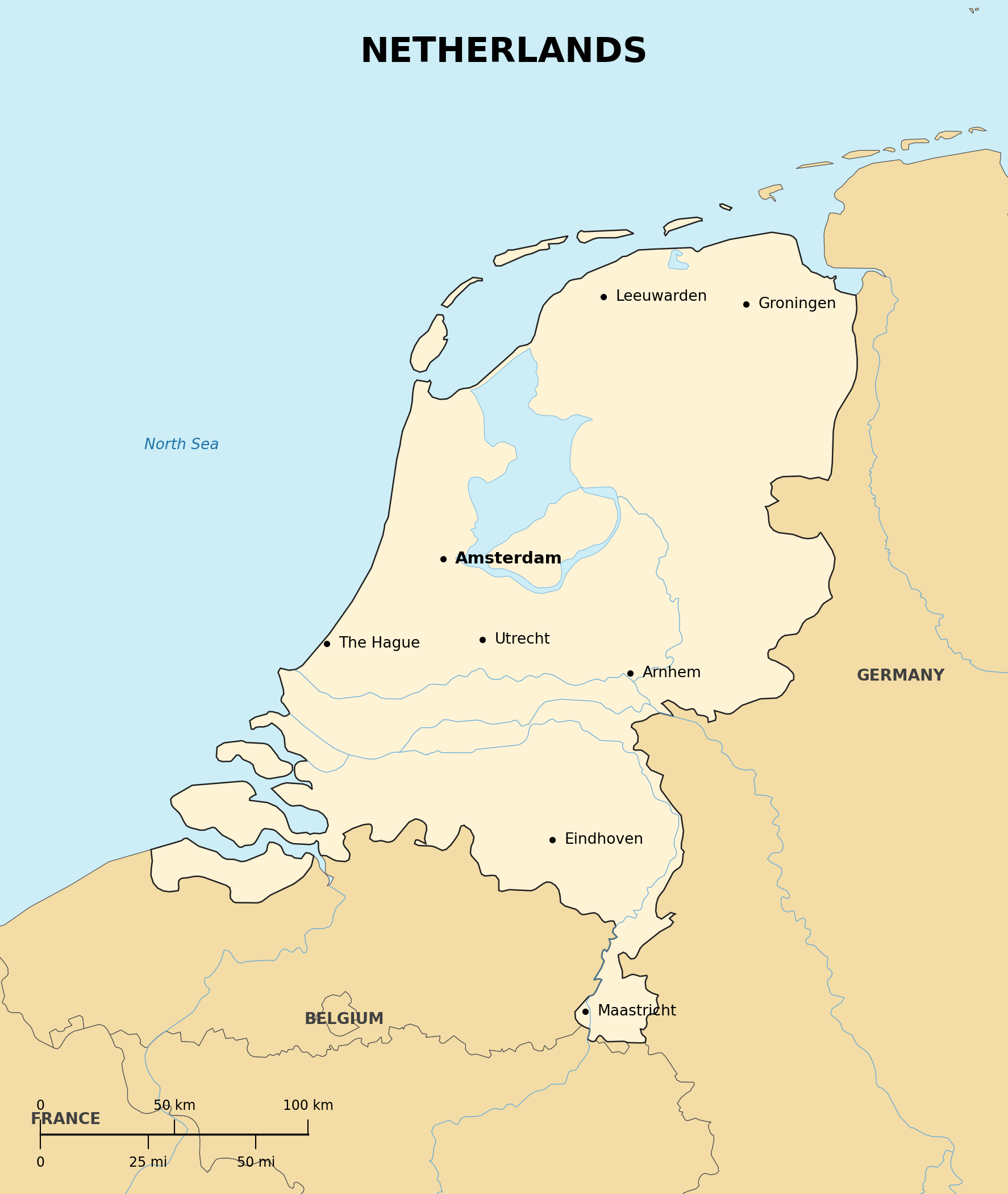 Map of Netherlands (Holland)