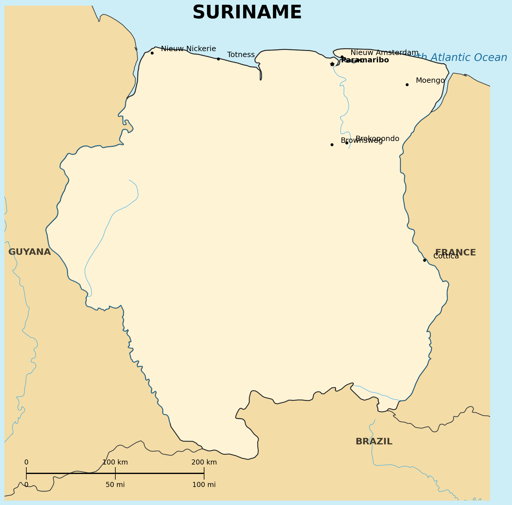 Map of Suriname