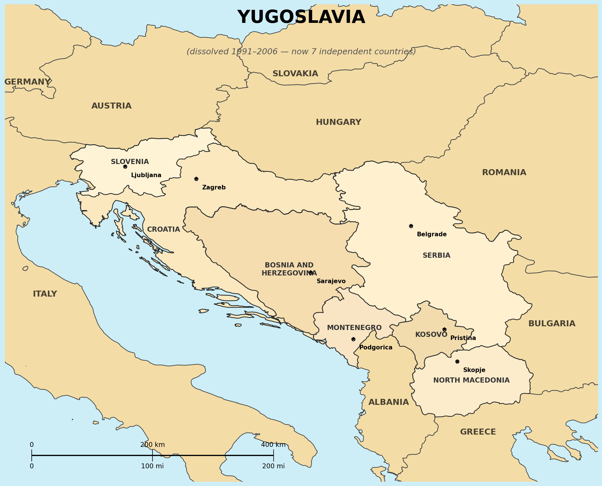 Map of Yugoslavia (former)