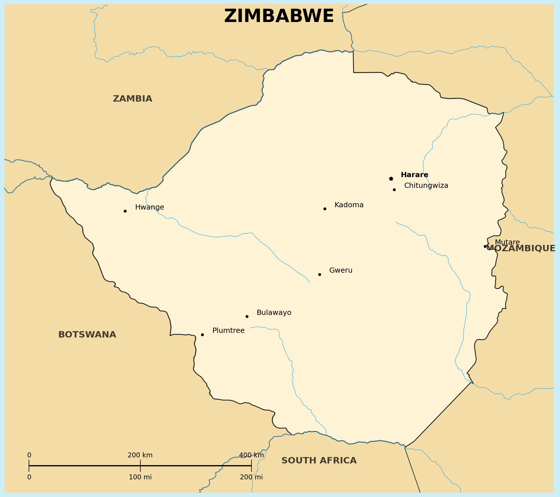 Map of Zimbabwe