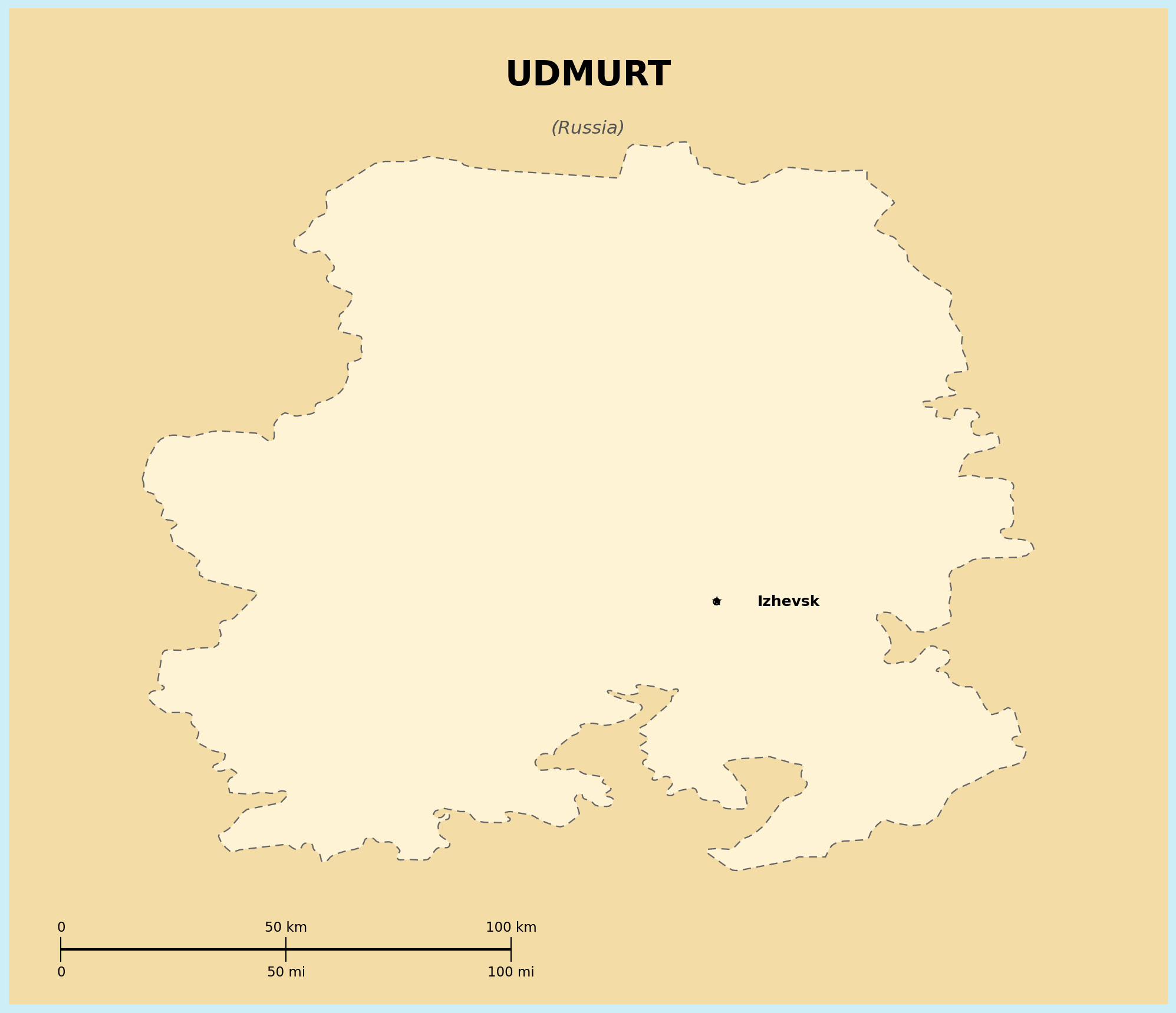 Map of Udmurtia (Russia)