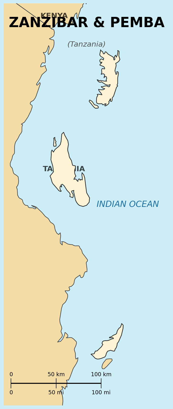 Map of Zanzibar & Pemba (Tanzania)
