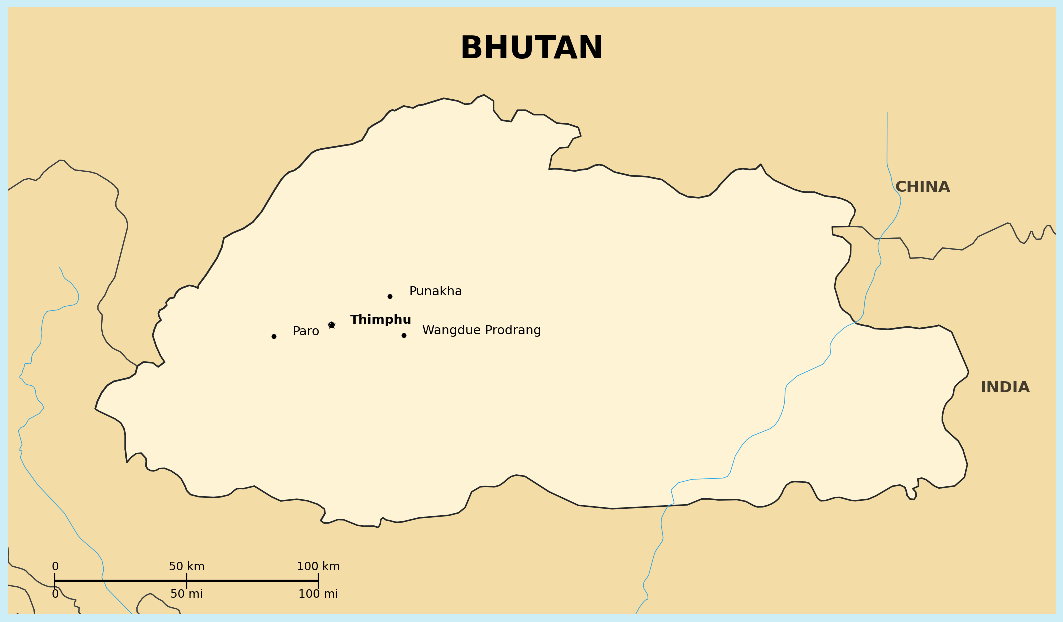 Map of Bhutan