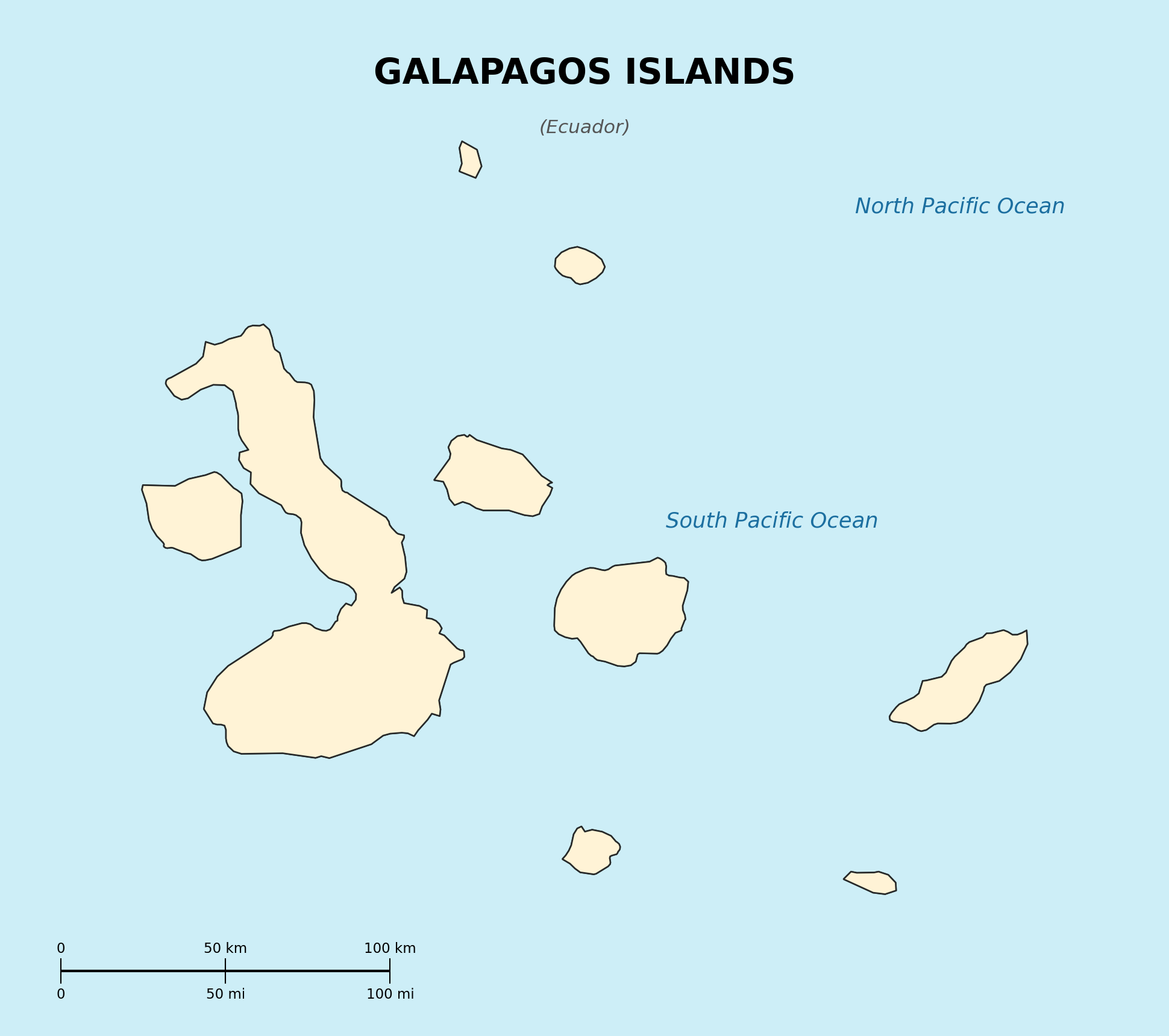 Map of Galapagos Islands (Ecuador)
