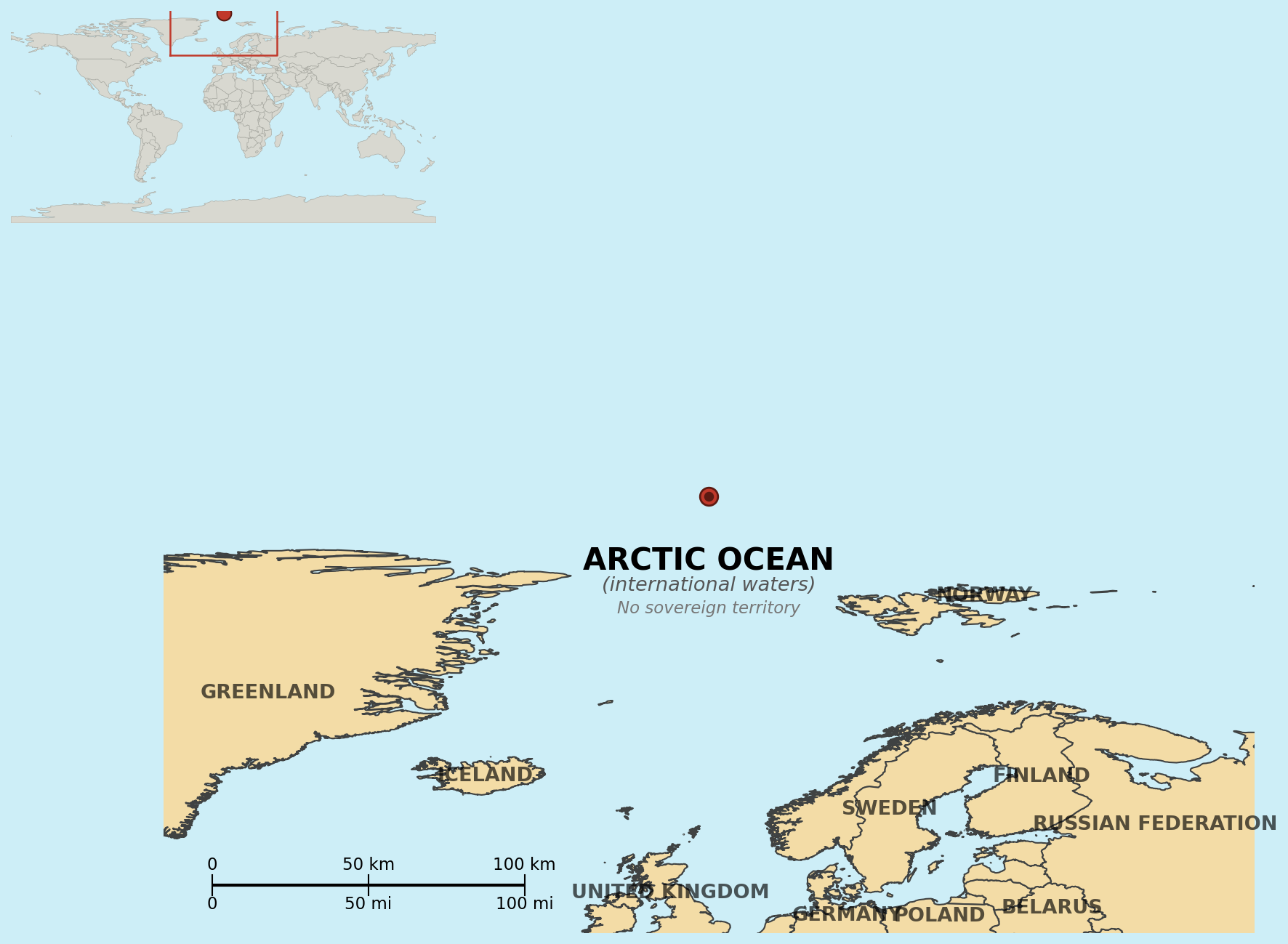 Map of Arctic Ocean