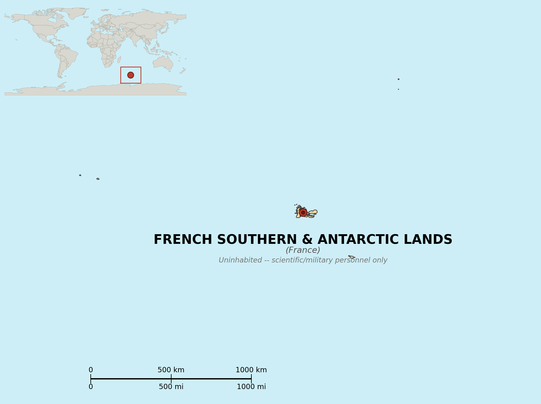 Map of French Southern & Antarctic Lands
