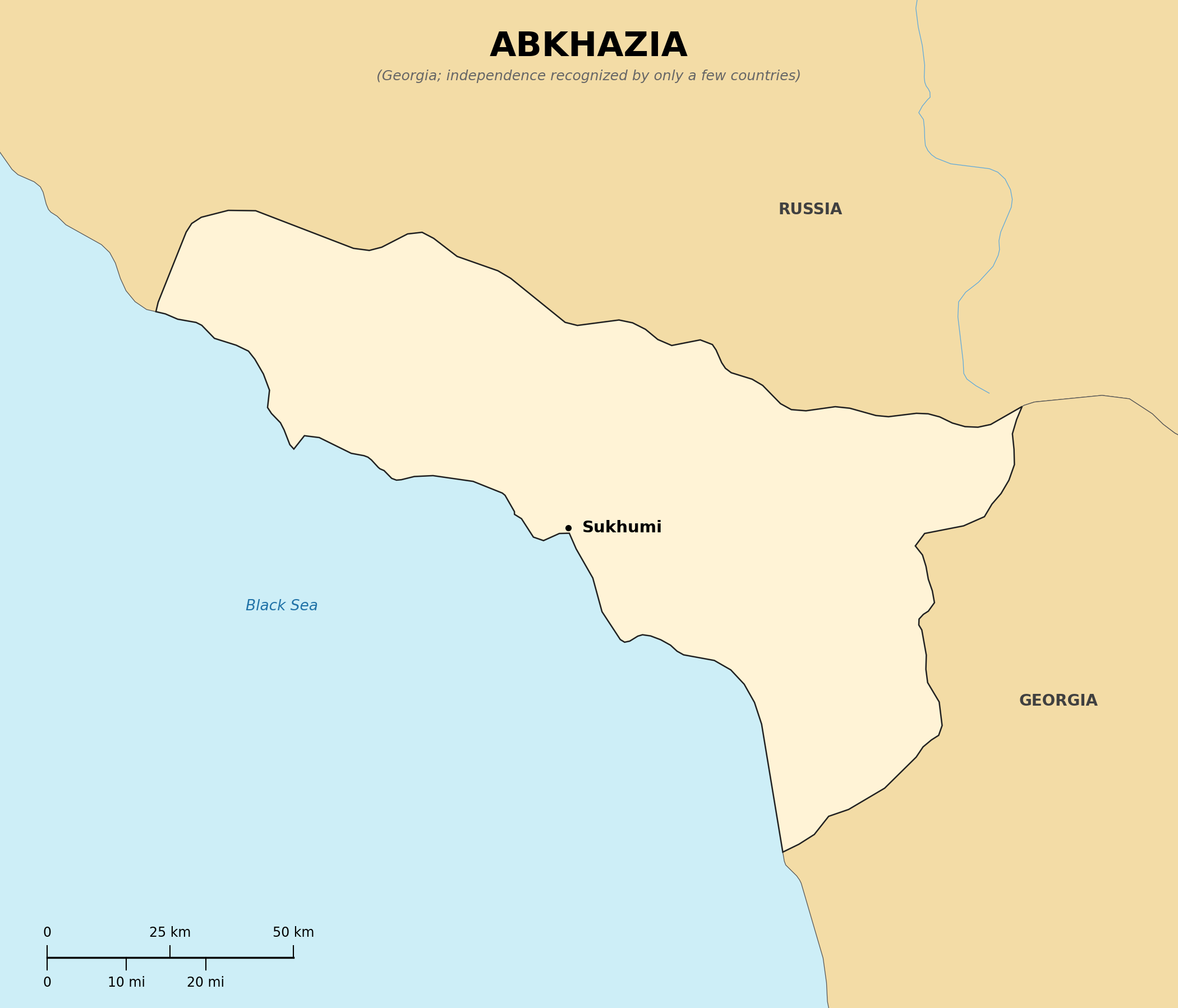 Map of Abkhazia (Georgia)