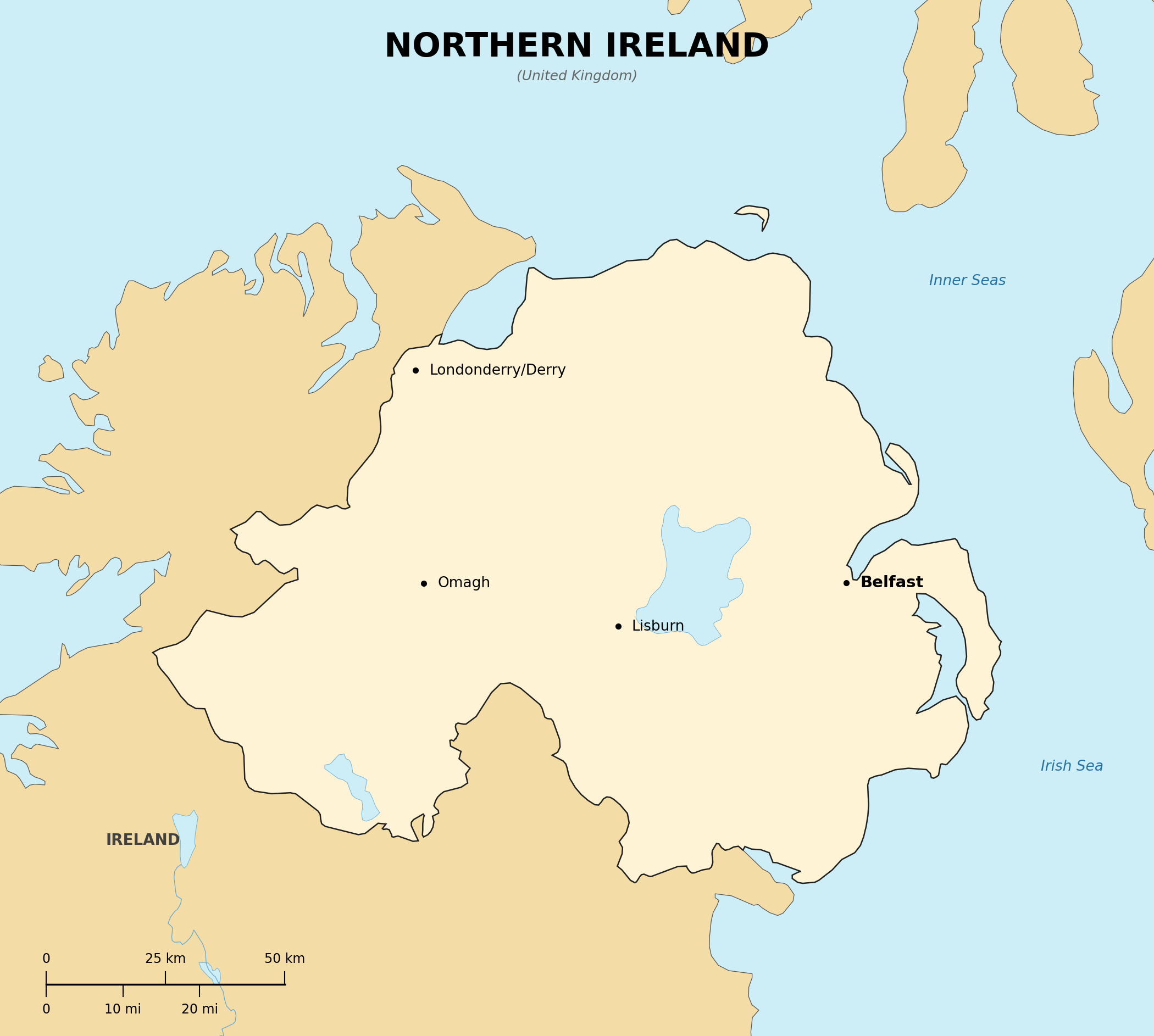 Map of Northern Ireland (U.K.)