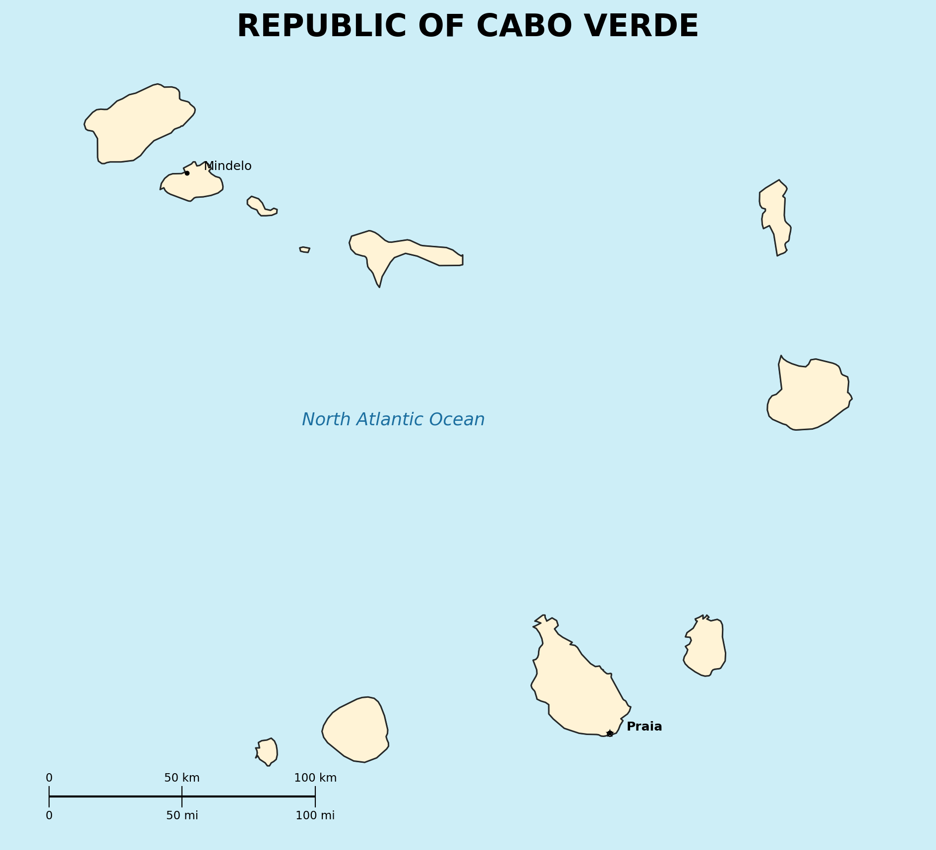 Map of Cabo Verde (Cape Verde)