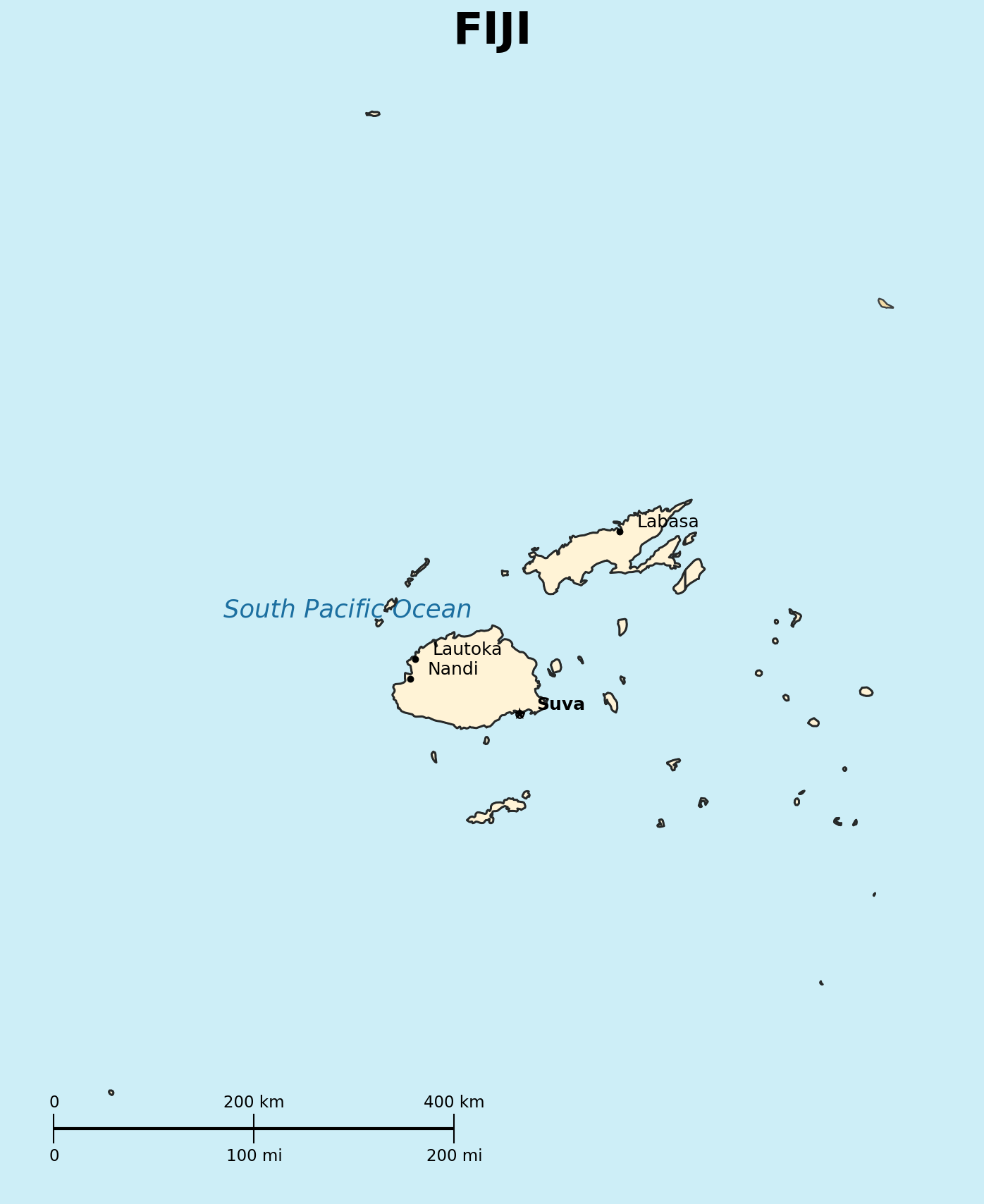 Map of Fiji (Republic of)