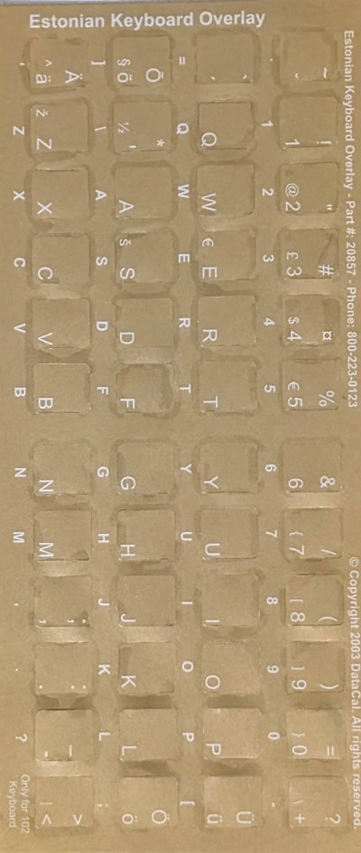 Estonian keyboard stickers (white)