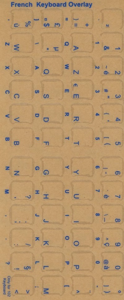 French keyboard stickers (blue)