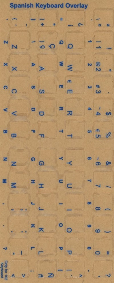 Keyboard Stickers for Spanish   blue (green)